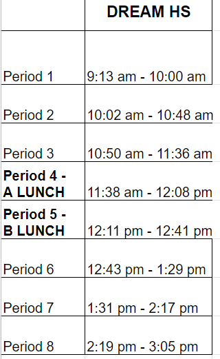 DHS Back to School Schedule Week 1